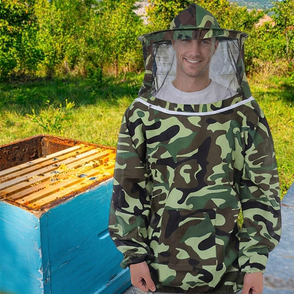 HASTHIP Beekeeping Top with Detachable Zipping Veil Hat and Elasticized Wrists and Hem