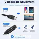HASTHIP 2m XLR Female to USB-C Microphone Recording Cable with Braided Jacket for Type-C Devices