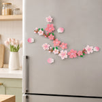 HASTHIP 3D Peach Blossom Fridge Magnets, 16-Piece Synthetic Resin Floral Decor for Metal Surfaces