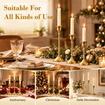 HASTHIP Gold Metal Taper Candle Holder Set, 6 Pieces in Three Heights with Velvet-Padded Bases