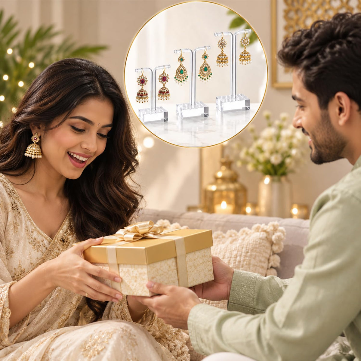 HASTHIP 3-Piece Clear Acrylic T-Bar Earring Display Stands, Three Heights for Retail and Photography