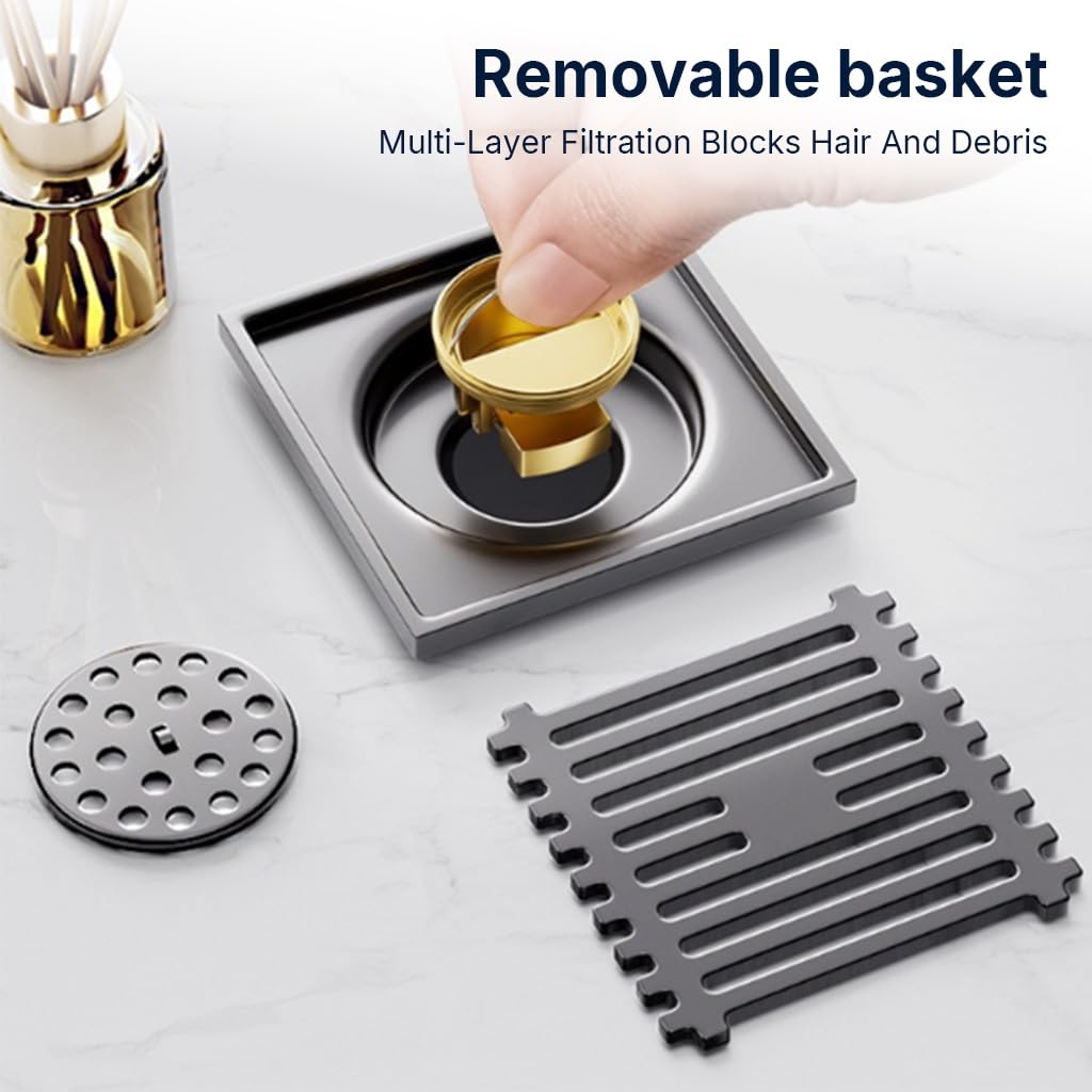 HASTHIP Stainless Steel Floor Drain with Copper Core Large Opening Fast Drainage