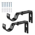 HASTHIP Adjustable Curtain Rod Brackets for 1 inch Rods, 3.5–4.5-Inch Reach, Black Finish