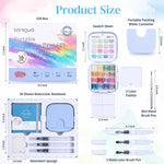 HASTHIP Mini Watercolor Paint Set, 16 Colors, Pocket Kit with 300GSM Cotton Paper and 4 Brushes