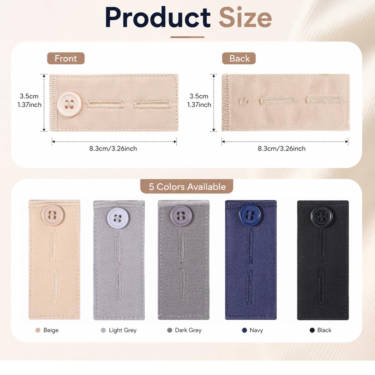 HASTHIP 5 Pack Elastic Waistband Extenders, No-Sew Button Hook Pants Expanders for Adjustable Fit