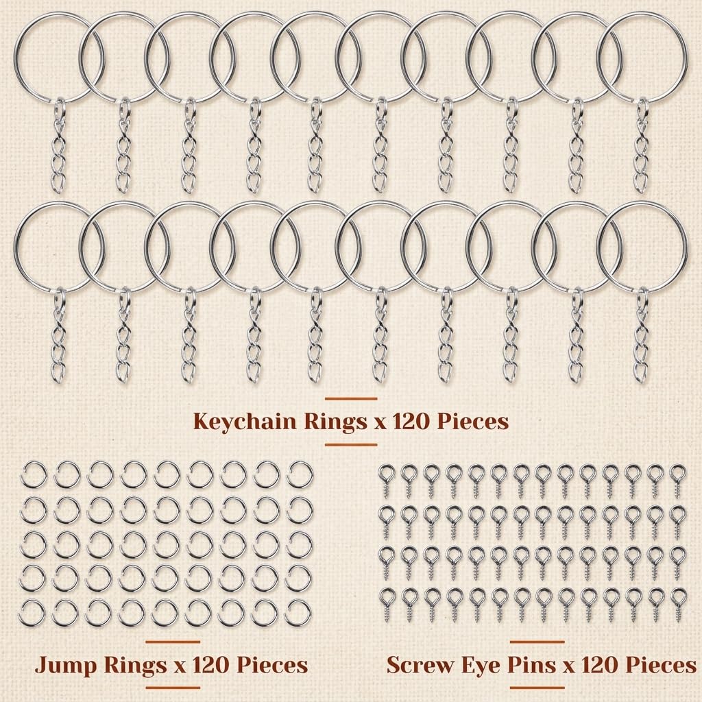 HASTHIP 360-Piece Keychain Ring Kit with Nickel-Plated Iron Hardware and Chains for DIY Crafts