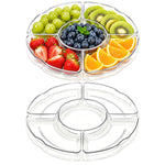 HASTHIP Clear Plastic Divided Serving Tray Set, 2 Pieces with Five Compartments and Drainage Holes
