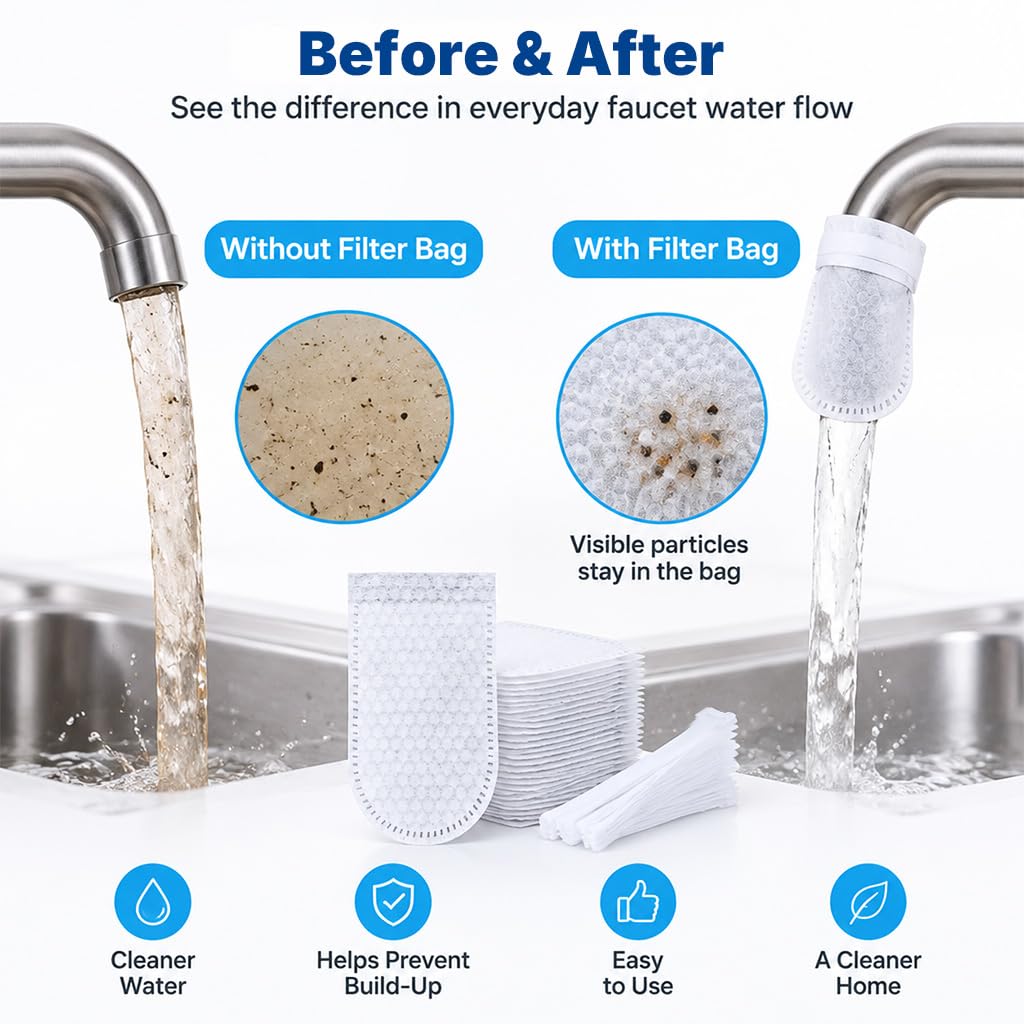 HASTHIP 100 Faucet Filter Bags in Non-Woven Fabric with Adjustable Straps for Sediment