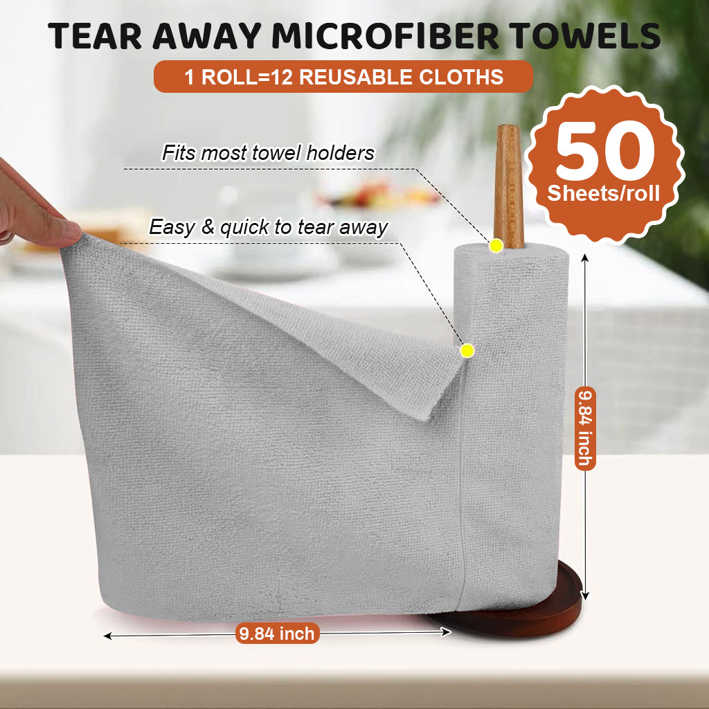 HASTHIP® Microfiber Cleaning Cloth Multipurpose Cleaning Cloth Roll Pre-Cut Tear Away Microfiber Cleaning Cloth Roll Kitchen Cloth for Cleaning Highly Absorbent Reusable