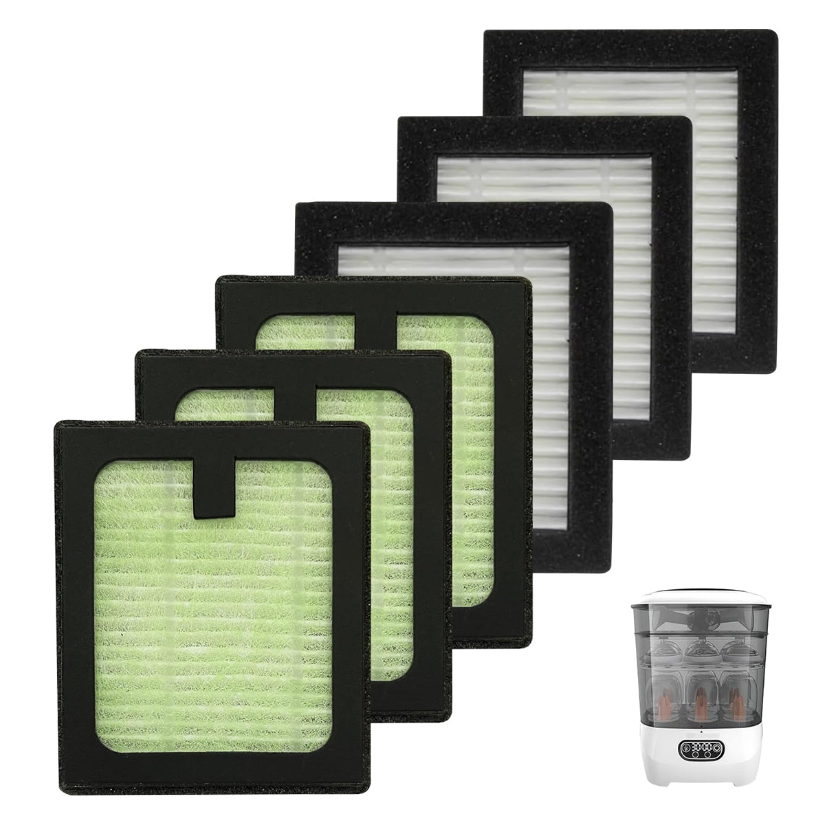 HASTHIP® 6Pcs Baby Bottle Dryer Advanced HEPA Filter Compatible with Brezza, Replacement HEPA Filter Sterilizer Spare Bottle Dryer Advanced Filters for Baby Brezza Gentle Drying System