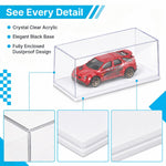 HASTHIP 4-Piece 1:64 Model Car Display Cases with Clear Acrylic Covers and White Bases