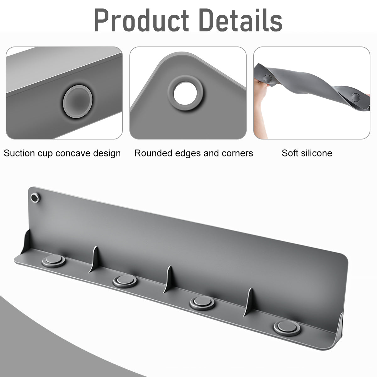 HASTHIP® Silicone Anti-Splash Protection for Kitchen Sink Kitchen Splash Guard Water Sink Edge Water Splash Proof Guard Multi Suction Cup Design Silicone Kitchen Splash Guard, 17.17x3.94 inches