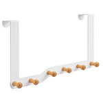 HASTHIP Over-the-Door Hook Rack with Six Non-Slip Wooden Hooks and No-Drill Hanging