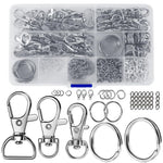 HASTHIP Keychain Clips Kit with 265pcs Metal Swivel Hooks and Rings for DIY Crafts | Organizer Set