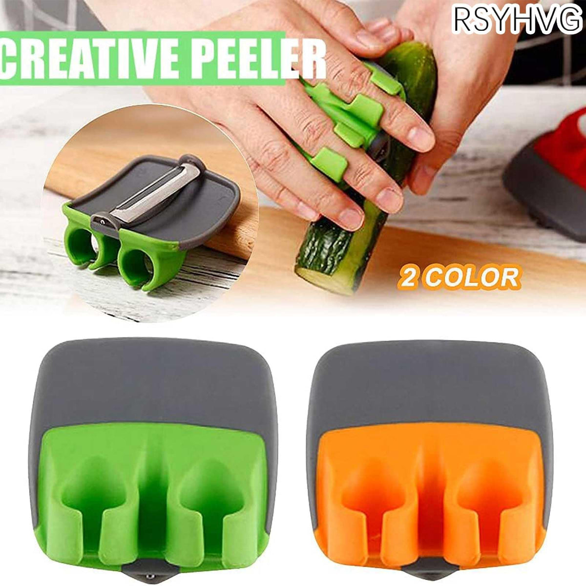 HASTHIP Palm Peeler Set for Vegetables and Fruits featuring Dual Open Sleeve & Stainless Steel Blades | 4 Pcs Silicone Finger Grips
