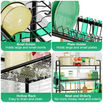 HASTHIP Over The Sink Dish Drying Rack 33.5x10x31.9 in with Double Layer Shelf | Stainless Steel Kitchen Organizer