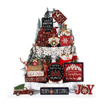 HASTHIP Christmas Decorations Set for Tiered Trays with 17 Wooden Pieces | DIY Holiday Decor