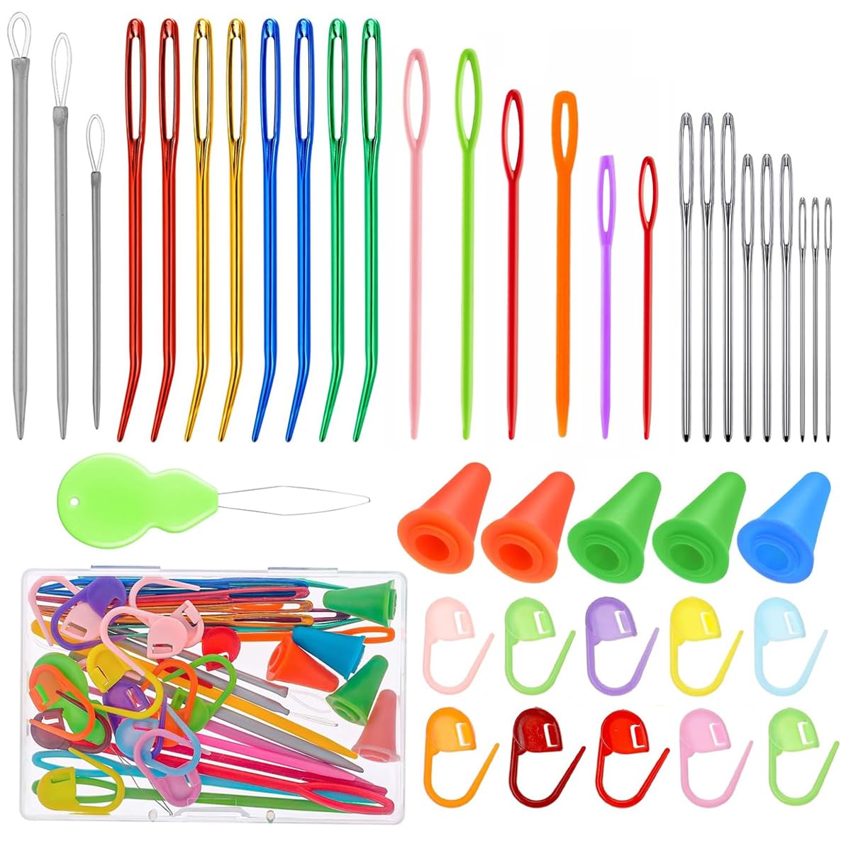 HASTHIP Yarn Needles Set for Knitting and Crochet with 43pcs Tools Featuring Storage Box