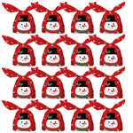 HASTHIP Christmas Gift Bags 50pcs for Small Holiday Gifts with Tie Up Closures | Red Snowman Print 13.5x23cm