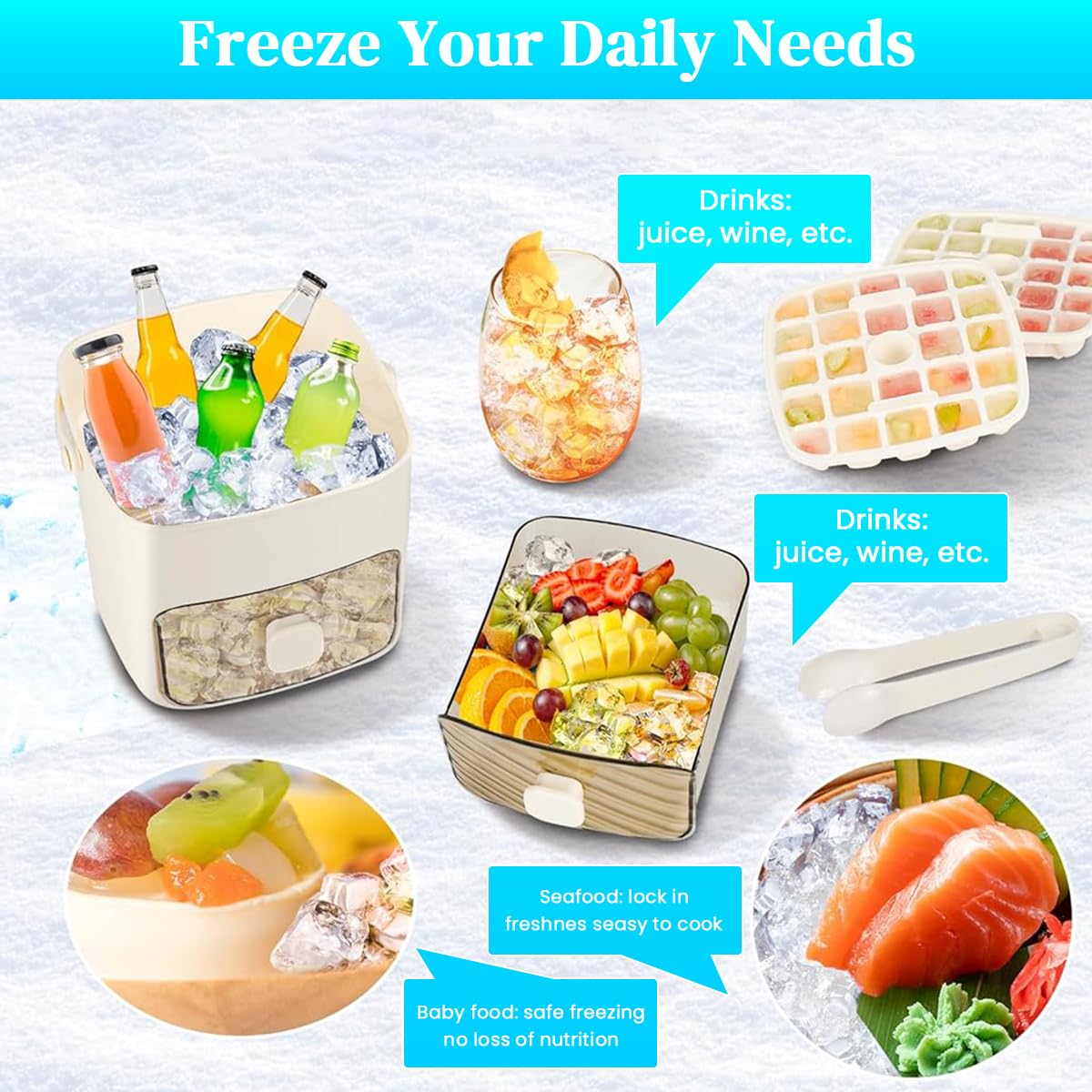 HASTHIP Ice Cube Maker for Party and Home Use featuring 48 Cavity Double Layer Mold Box