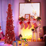 HASTHIP Christmas Tree for Holiday Decor with 1.5 m Red Tinsel Garland & Easy DIY Assembly