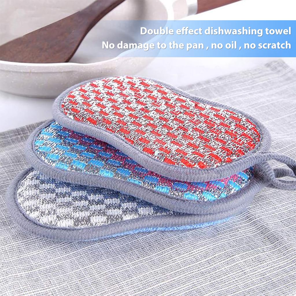 HASTHIP Kitchen Dish Sponge Scrubber 6 Pack for Sink and Pans with Dual-Sided Design | Non-Scratch Microfiber Cleaning