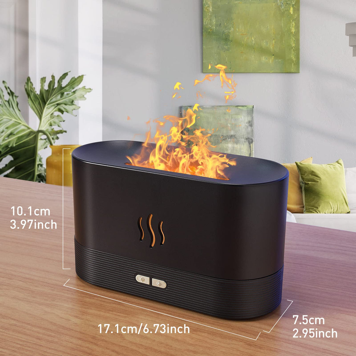 HASTHIP Air Humidifier for Bedroom with 180ml Tank and Ultrasonic Cool Mist | 7 Color Flame Light