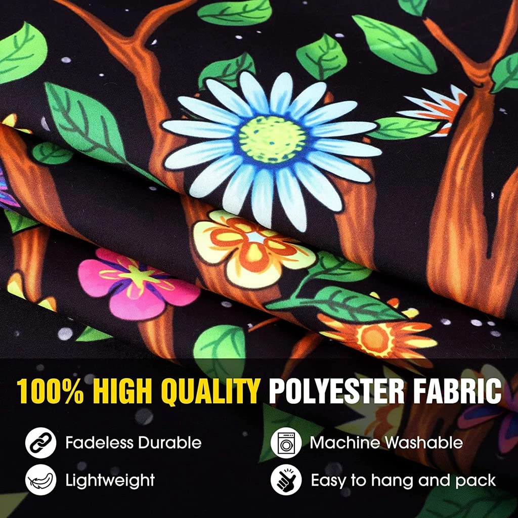 HASTHIP UV Reactive Tapestry for Bedroom and Living Room Decor 51 x 59 in 3 Pcs | Glows Under Black Light