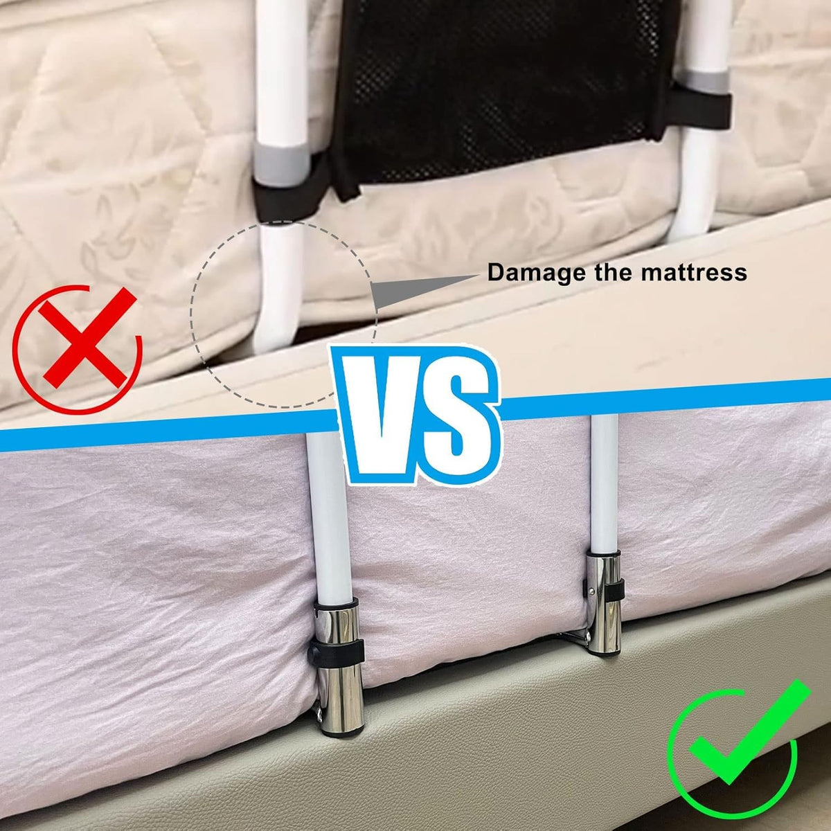 HASTHIP Bed Rail for Elderly Assistance featuring Anti Slip Handle and Wide Stable Base | 2 PCS Stainless Steel Support