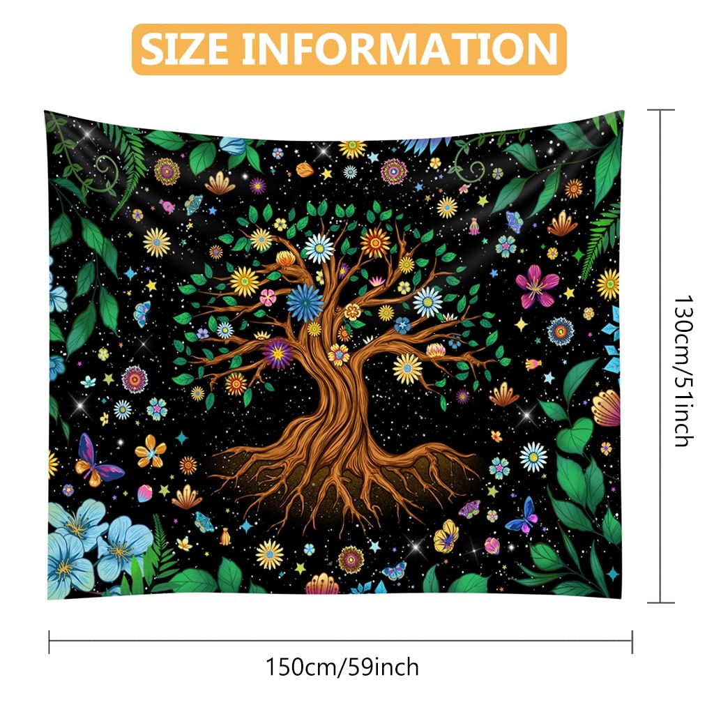 HASTHIP UV Reactive Tapestry for Bedroom and Living Room Decor 51 x 59 in 3 Pcs | Glows Under Black Light