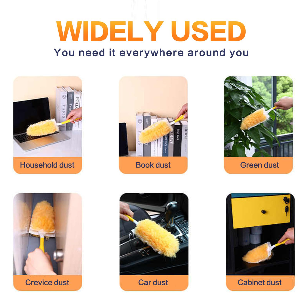 HASTHIP Double Sided Microfiber Duster with 20 Washable Refills for Home and Car Cleaning | Flexible Bendable Handle