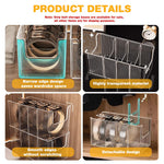 HASTHIP Belts Organizer Case for Wardrobe Storage with Flexible Dividers and Clear PET Boxes 13.5x26x11cm | Pack of 2