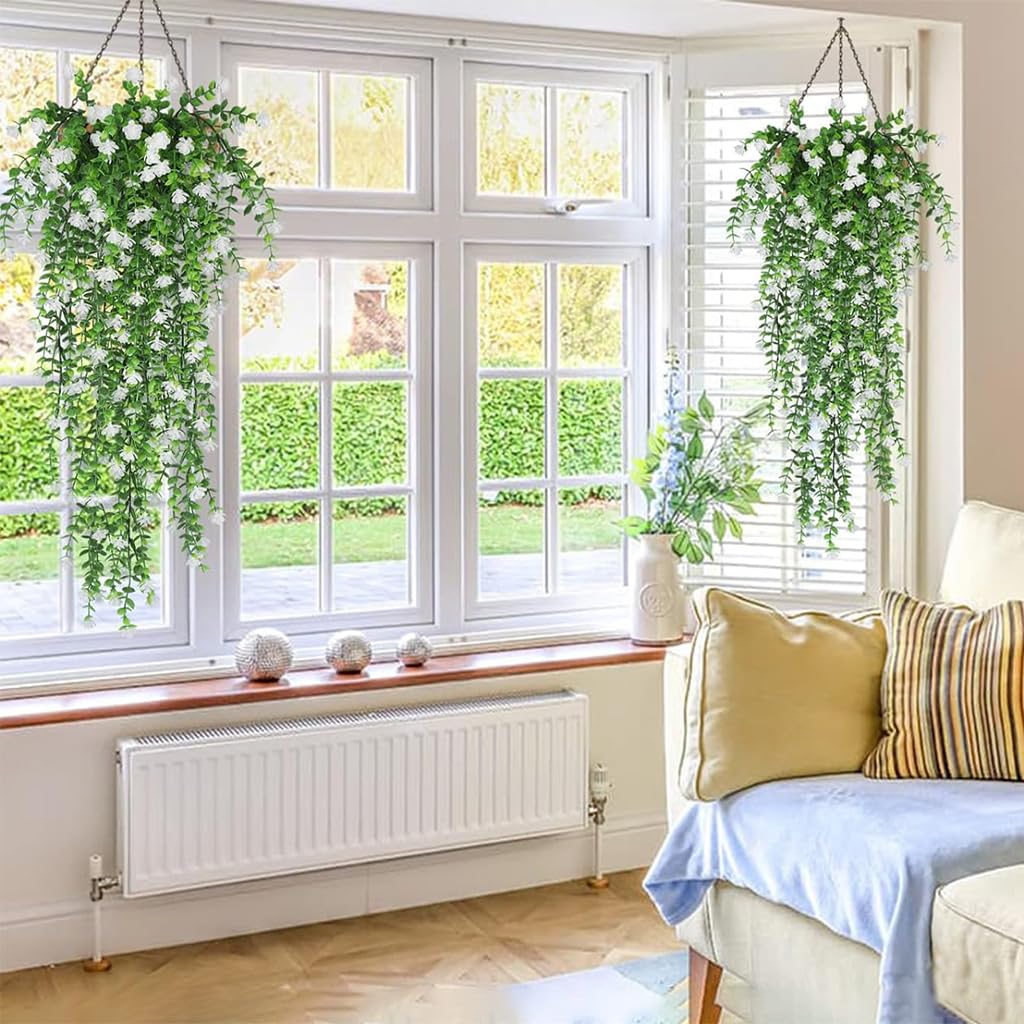 HASTHIP Artificial Hanging Plants for Home Decor featuring UV Resistant Eucalyptus Vines 30.7 in | Easy Care Greenery