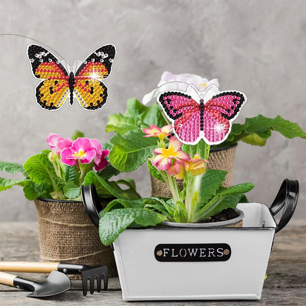 HASTHIP® Diamond Painting Kit, 18x12x2cm Butterfly Diamond Painting Kits, 5D Diamond Painting Kit for Adults & Kids, Suitable for Flower Pots, Green Pots, Home Leisure and Wall Decoration