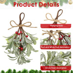 HASTHIP Artificial Christmas Mistletoe for Doors and Walls with Rope Hanging | 2 PCS 9 in Branches with Red and White Berries