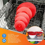 HASTHIP Silicone Bowl Covers for Pots and Containers featuring Suction Seal Lids 5 Sizes Red