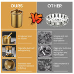 HASTHIP Car Ash Tray for Home Office and Car with Funnel Lid & Cigarette Holder | 3.9 in Golden Stainless Steel