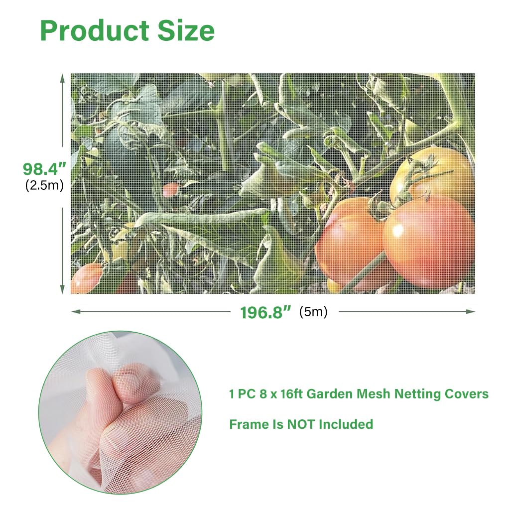 2.5*5m Ultra Fine Garden Mesh Netting for Plant Protctive, Durable PE Plant Netting Cover for Protect Your Vegetables, Fruits, Flower & Trees, Greenhouse Cover Protection Mesh Net Covers