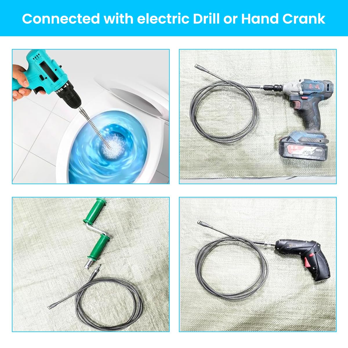 HASTHIP Drain Pipe Cleaner for Power Drill with 8.2 ft Metal Wire and Universal Hex Shank