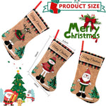 HASTHIP Christmas Stockings 3pcs 16 inch Linen Set for Fireplace and Tree | Elk Snowman Santa Design