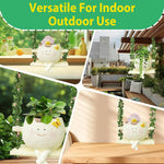 HASTHIP Swing Hanging Flower Pot for Indoor and Outdoor Plants with Eco Hemp Rope | 13.5x9x9 cm Resin Planter for Succulents and Herbs