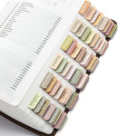 HASTHIP® Pestañas de Biblia 75 Piezas Boho, Índice Laminado Colorido para Hombres y Mujeres, Pestañas Adhesivas de Fácil Aplicación para Estudio y Lectura, Tamaño 3.5x3.5cm, Accesorio Ideal