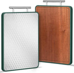 HASTHIP Cutting Board for Kitchen with Double Sided Steel and Ebony Wood 42.5x30.5x2cm