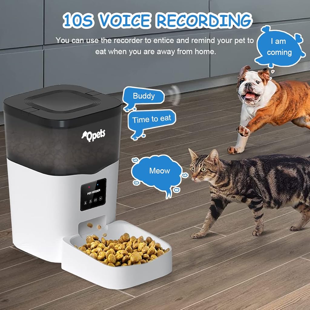 HASTHIP® L Wi-Fi Automatic Dog Cat Feeder App Control -Enabled Smart Cat Food Dispenser with Portion Control & Timer Setting, Dogs Feeder 1-10 Meals, Voice Record