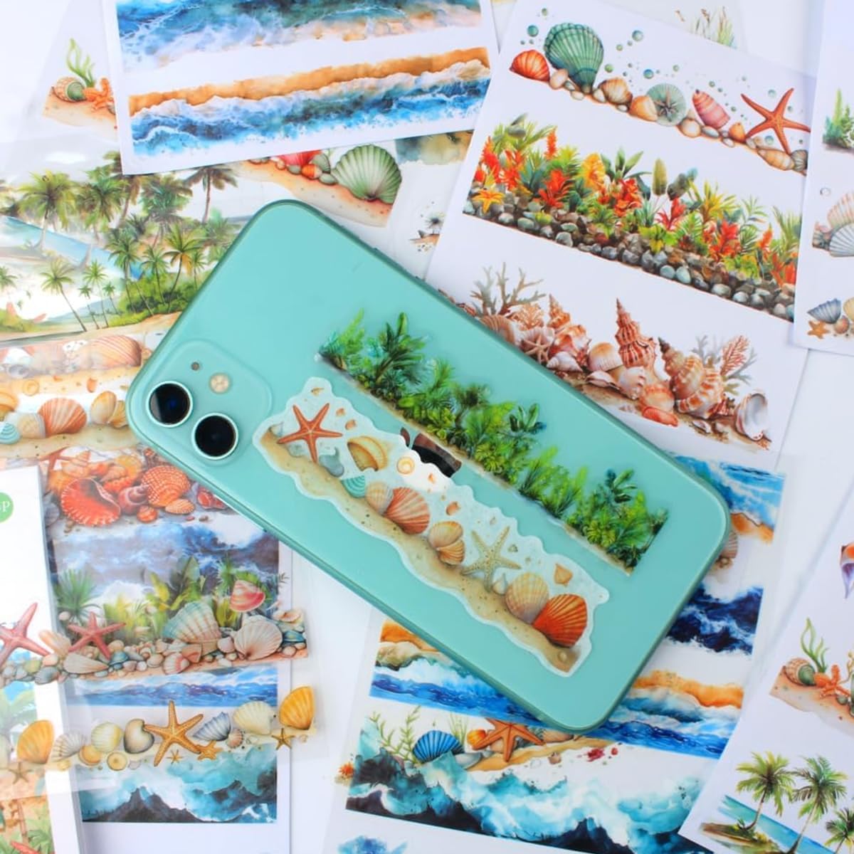 HASTHIP Stickers Set for Journals and Scrapbooking featuring 20 A5 Sheets | Beach Sea Vintage Theme