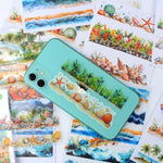 HASTHIP Stickers Set for Journals and Scrapbooking featuring 20 A5 Sheets | Beach Sea Vintage Theme