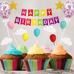 HASTHIP Happy Birthday Cake Topper Set 23 Pcs for Party Decoration with Rainbow and Butterflies | Reusable Eco Friendly Decorations for Kids and Family Celebrations