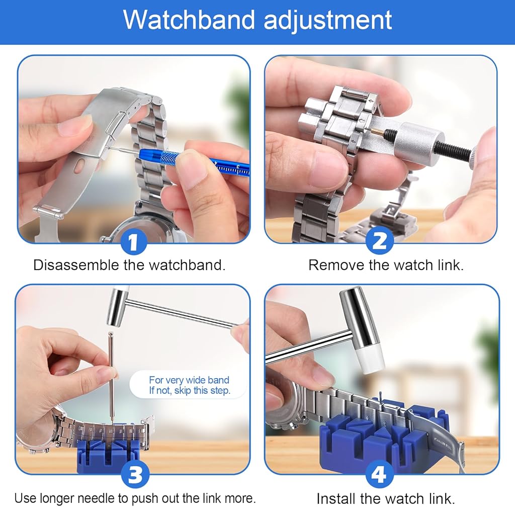 HASTHIP® Watch Repair Tool Kit, Tool Kit for Watch Strap with Carrying Case, Battery Replacement Kit, Case Opener Spring Bars, Band Link Pin Set with Carrying Case & Instruction Manual