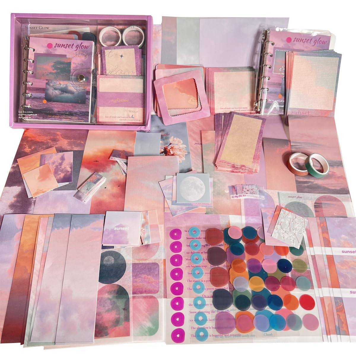 HASTHIP Journaling and Scrapbooking Kit for DIY Crafts featuring 150 pcs Sunset Glow Theme | Gift for Creative Artists