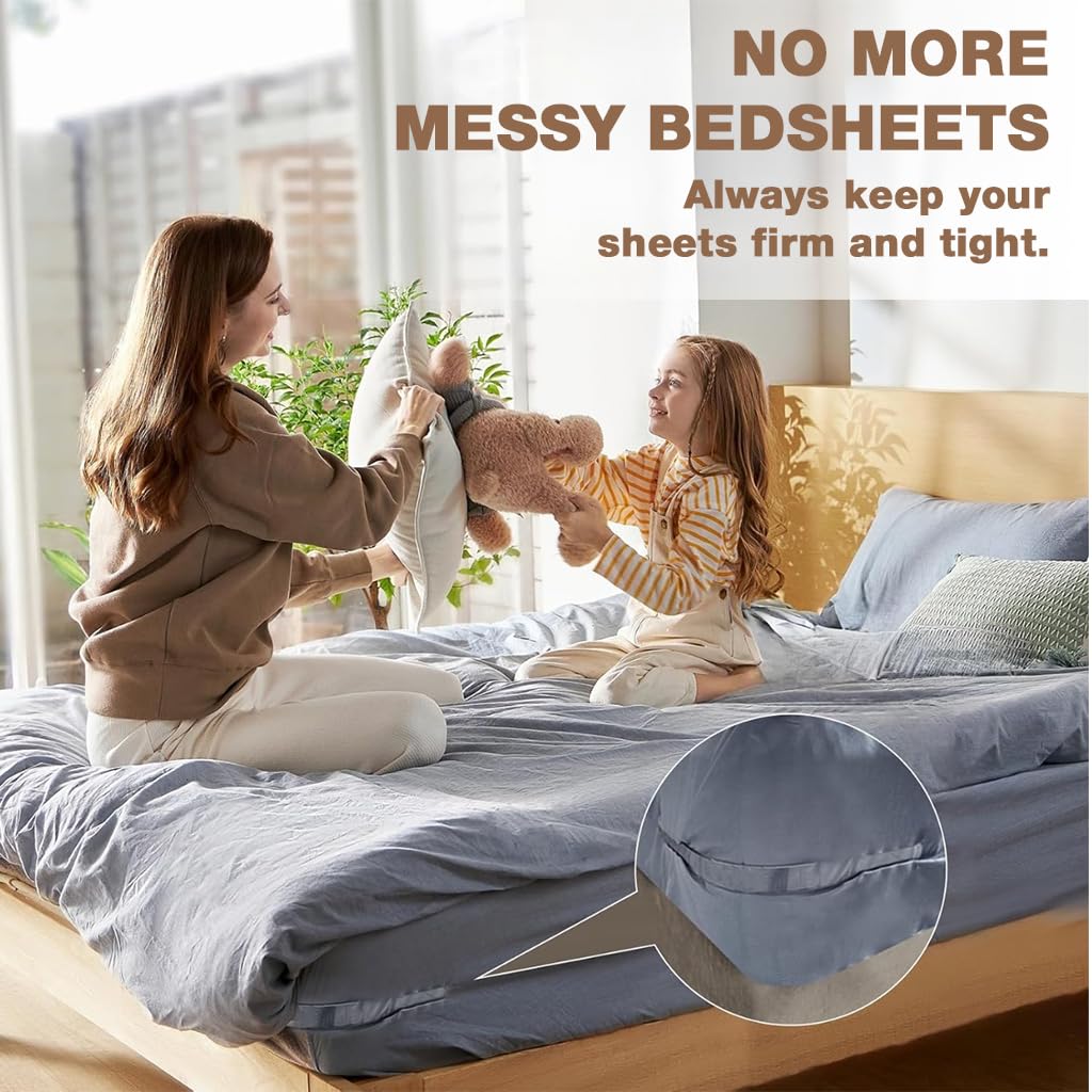 HASTHIP Fitted Sheet Fasteners Set for Mattress Corners with Curved Strip Clamp | Pack of 4